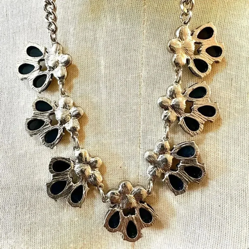 Charming Charlie Blue rhinestone statement necklace